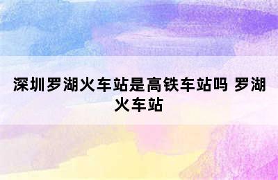 深圳罗湖火车站是高铁车站吗 罗湖火车站